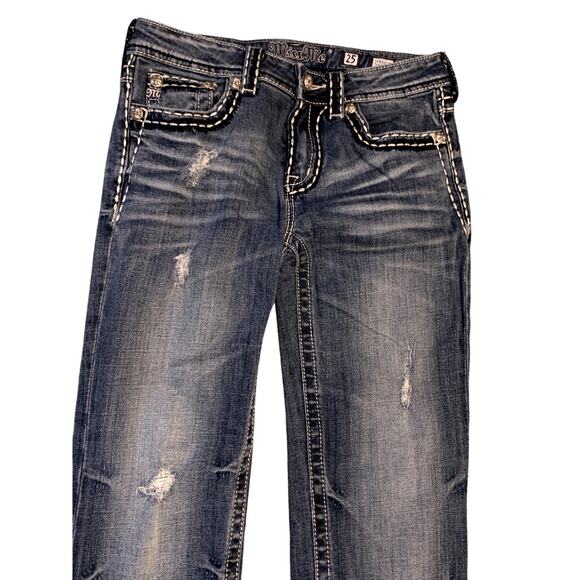 Miss Me Jeans Sz 25 30x25 Blue Boyfriend Embellished JPB5014 Mid Rise Med Wash - Picture 3 of 9